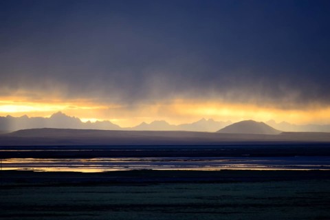 Central Cordillera at sunset and thundershowers