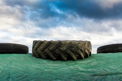 Plastic wrapped bales of straw