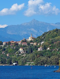 The town Pino sulla Sponda del Lago Maggiore and peak Pizzo di Vogorno