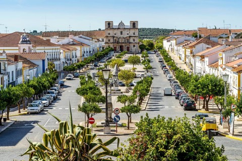 Republic square in city center of historic Vila Vicosa