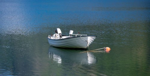Boat at the fjord Higravfjord