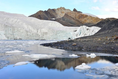 Glacial lake with reflection