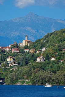 The town Pino sulla Sponda del Lago Maggiore and peak Pizzo di Vogorno