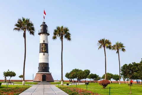 Lighthouse Faro La Marina Park landmark in Lima
