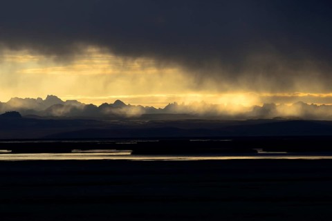 Central Cordillera at sunset and thundershowers
