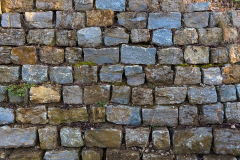 Dry stone wall with granite stones