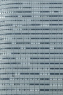 Grey facade of a business building in Ginza district