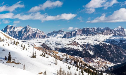 View from the Pordoi Pass to the Fanes Group