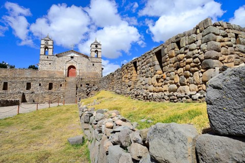 Inca Sun Temple with attached cathedral from the colonial period