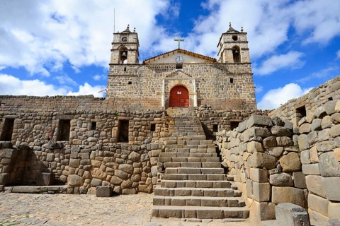 Inca Sun Temple with attached cathedral from the colonial period