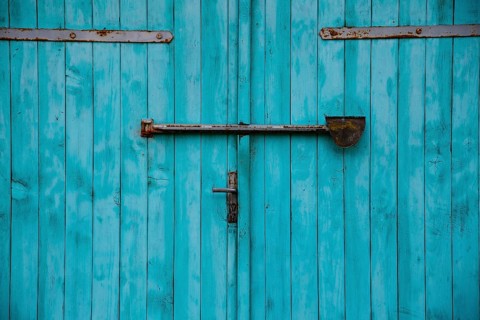 Turquoise garage door