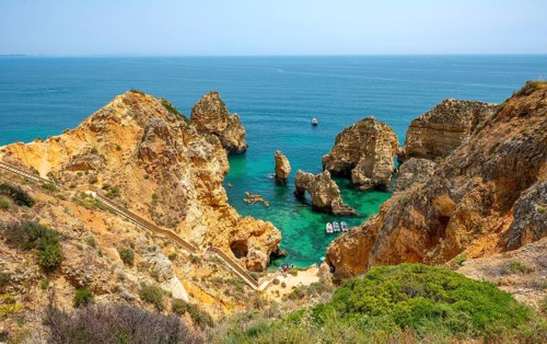 Rugged rocky coast with cliffs of sandstone