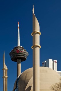 Colonius telecommunications tower and DITIB central mosque Cologne
