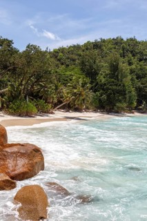 Beach Anse Georgette sea water on Praslin
