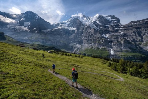 Two hikers on a hiking trail