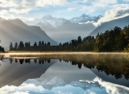 View of Mount Cook and Mount Tasman in morning light