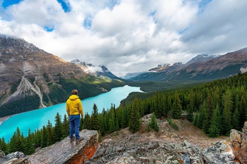 Hiker looking into the distance