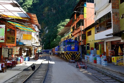 Railway tracks through the village of Aguas Calientes
