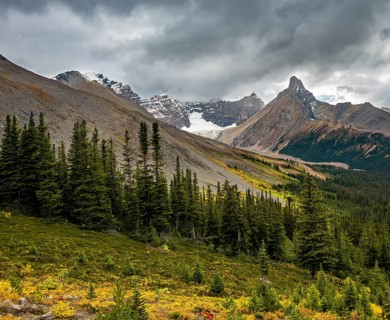 View of mountains and glaciers