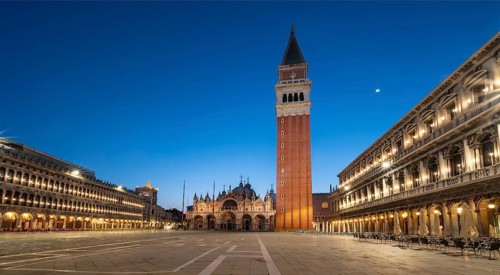 St. Mark's Square with Campanile di San Marco in morning atmosphere