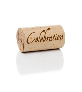 Celebration branded wine cork isolated on a white background
