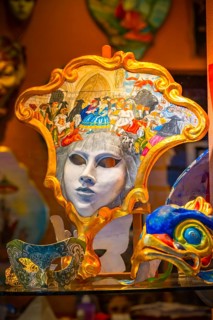 Venetian carnival masks in a shop window