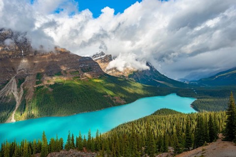 Cloudy mountain peaks