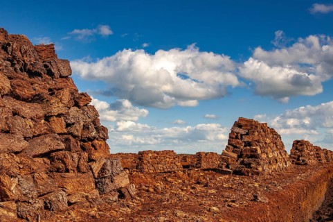 Peat cutting in the moor