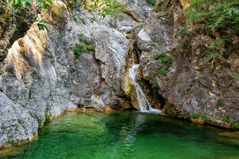 Waterfall on the Urlias stream on the foot of Mount Olympus