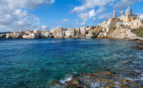 Village view with Greek Orthodox Church Agios Nikolaos