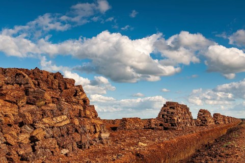 Peat cutting in the moor