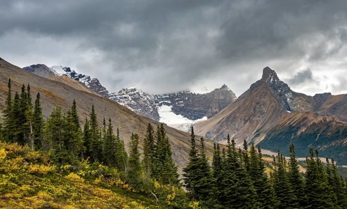 View of mountains and glaciers