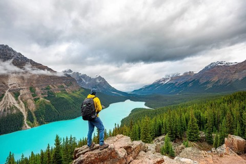 Hiker looking into the distance