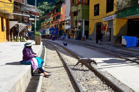 Railway tracks through the village of Aguas Calientes