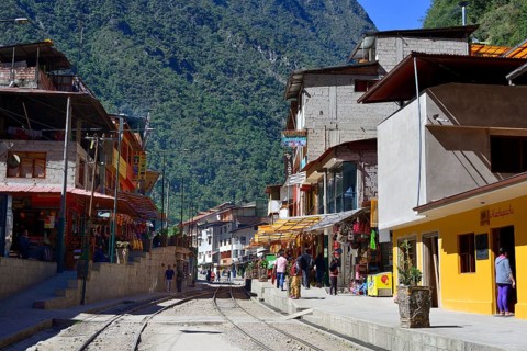 Railway tracks through the village of Aguas Calientes