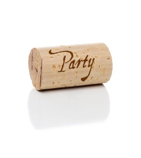 Party branded wine cork isolated on a white background