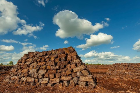 Peat cutting in the moor