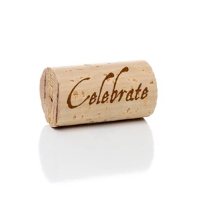 Celebrate branded wine cork isolated on a white background