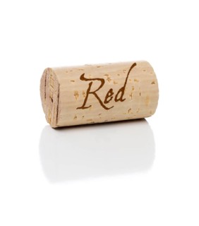Red branded wine cork isolated on a white background