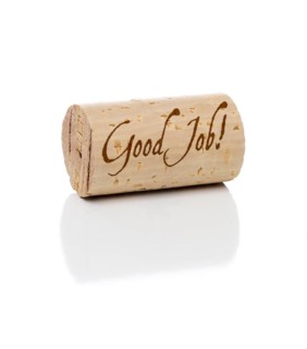 Good job branded wine cork isolated on a white background