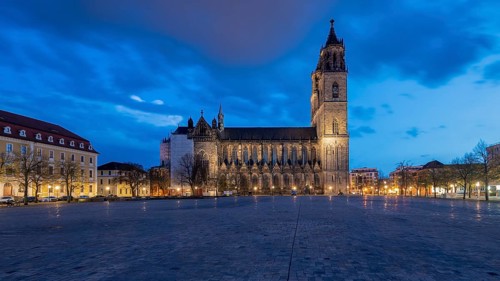 Magdeburg Cathedral at the blue hour