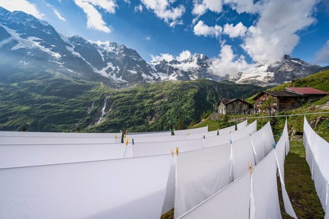 Laundry drying on a clothesline