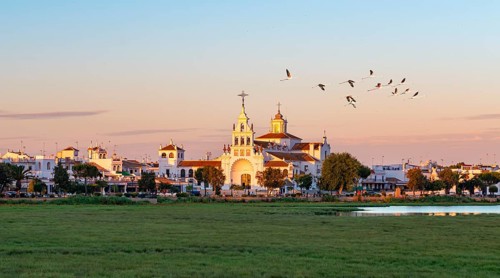 Village El Rocio with hermitage of El Rocio