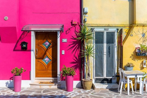 Two colorful houses