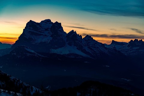 Peak of Monte Pelmo at sunset