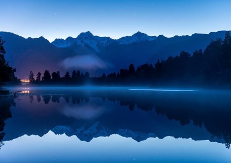 View of Mount Cook and Mount Tasman at sunrise