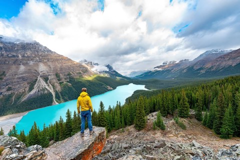 Hiker looking into the distance