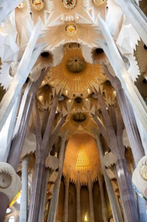 Interior of the Sagrada Familia or Basilica i Temple Expiatori de la Sagrada Familia