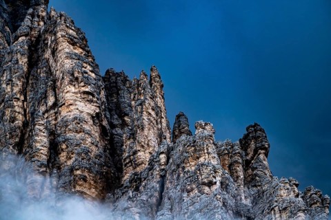 Peak of Monte Pelmo with clouds