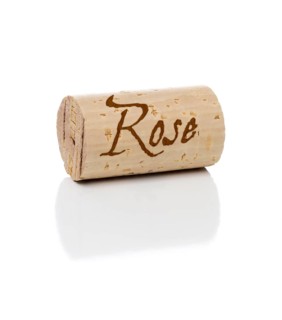 Rose branded wine cork isolated on white background